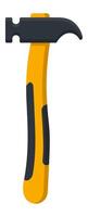 Modern ergonomic hammer with yellow and black rubber grip, designed for comfortable and safe use, isolated on a white background, ideal for construction and DIY projects vector
