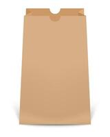 Realistic brown paper bag resting on a white background, casting a soft shadow, perfect for displaying designs and branding in a clean, minimalistic style vector