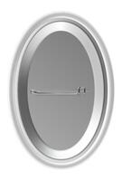 Blank white oval pin button badge with metal clasp showing back side, creating a customizable and promotional template for various design concepts vector