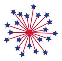Red lines connect blue stars expanding from a central red circle, resembling a firework or starburst pattern, perfect for celebrating American holidays vector