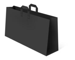 Large black shopping bag standing on a clean white background, casting a soft shadow, creating a perfect setting for shopping or gifting occasions. Ideal for showcasing merchandise vector