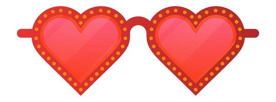 Stylish heart shaped sunglasses with a vibrant red tint and orange dotted frames add a playful touch to any summer outfit, symbolizing love, affection, and a cheerful outlook vector