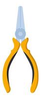 Long nose pliers with yellow and black handles and a metal body, useful for gripping small objects or bending wires, isolated on white background vector