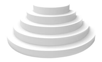 White circular pedestal forming a pyramid shape on a clean white background, creating an ideal platform for minimalist product presentations and elegant compositions vector