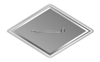 Blank gray diamond shaped badge featuring a safety pin, lying on a clean white background, creating a minimalist and effective design for various branding and identification needs vector