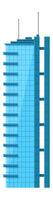 Modern glass skyscraper rising with antennas atop, symbolizing urban development and business growth through contemporary architectural design and sleek, geometric lines vector