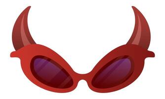 Red devil horns sunglasses isolated on white background representing a playful mischievous attitude, perfect for costume parties or adding a touch of devilish charm to any occasion vector