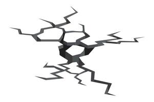 Deep crack splitting the ground creates a significant hole, illustrating the devastating consequences of an earthquake. Surface breaking apart reveals the destructive power of nature's forces vector