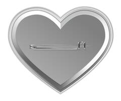Heart shaped gray pin badge featuring a metallic needle, creating a romantic and symbolic representation perfect for expressing love and affection in various contexts vector