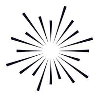 Converging lines radiate outward from a central point, creating a dynamic starburst effect that symbolizes energy, light, and explosive motion in a visually striking design vector