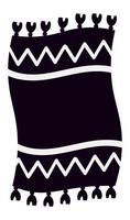 Wavy carpet with tassels and geometric patterns in black and white, creating a decorative and stylish element for interior design or textile projects vector