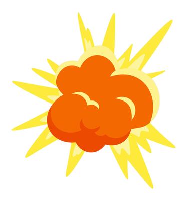 Bomb explosion expanding with yellow rays, creating a dynamic and vibrant effect, perfect for action scenes or emphasizing dramatic moments