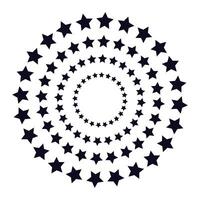 Concentric circles made of five pointed stars gradually increasing in size, forming a mesmerizing spiral pattern against a white background vector