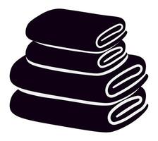 Four rolled up black towels are neatly stacked, creating a pyramid like arrangement, symbolizing organization and relaxation in a spa or home bathroom setting vector