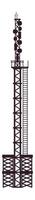 Telecommunication tower silhouette featuring various antennas and a ladder, symbolizing connectivity and the infrastructure of modern communication networks vector