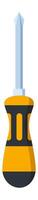 Screwdriver with ergonomic yellow and black handle and metal tip for tightening or loosening screws, isolated on white background, representing craftsmanship, DIY, and repair work vector