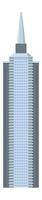 Modern skyscraper soaring skyward, featuring repeating geometric patterns and vibrant blue windows, embodying urban architecture and concepts of a bustling business center vector