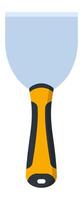 Putty knife with ergonomic yellow and black handle, ideal for applying and smoothing putty or filler in construction and renovation work, isolated on white background vector