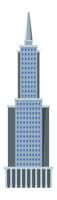 Modern skyscraper reaching for the sky, featuring a sleek gray facade punctuated by rows of blue windows, conveying urban power and architectural prowess vector