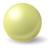 Perfectly shaped light yellow sphere featuring a glossy finish resting on a clean white surface, casting a soft, subtle shadow that enhances depth and dimension in the composition vector