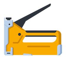 Staple gun featuring a black handle and vibrant yellow body, isolated on a clean white background, ideal for construction, carpentry, and various DIY projects vector