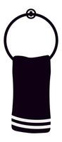 Hanging clean dark towel with white stripes on a circular towel rail, embodying bathroom hygiene and reflecting the simplicity of modern interior design aesthetics vector