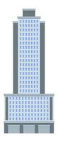 Modern skyscraper rising with blue windows on white background, representing urban development and business growth in a contemporary architectural style vector