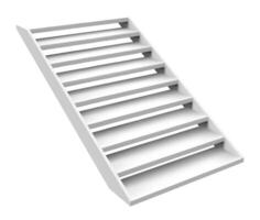 White staircase ascending against a white background, symbolizing growth, achievement, and progress toward reaching goals and aspirations in a clean, modern, and minimalistic design vector