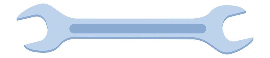 Light blue open end wrench lying horizontally isolated on a white background, ideal for representing concepts related to maintenance, repair, plumbing, mechanics, construction, and DIY projects vector