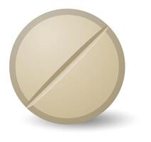Single round beige pill casting a soft shadow on a clean white background, symbolizing key themes of medicine, healthcare, and pharmaceutical innovations vector