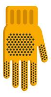 Close up of a yellow rubber glove featuring anti slip dots, providing enhanced grip and safety during various work activities, ensuring secure handling and preventing slips vector