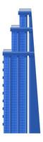 Contemporary blue skyscraper rising towards the sky, featuring several balconies and a unique architectural design, creating a powerful symbol of urban development and modern cityscapes vector