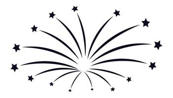 Firework bursts with trailing stars create a celebratory atmosphere, perfect for festive occasions and adding a touch of sparkle to designs vector