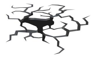 Cracked surface revealing a hole, breaking apart and fracturing, symbolizing themes of destruction, damage, and vulnerability while showcasing the impact of stress and pressure vector