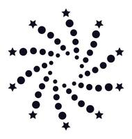 Circular geometric pattern creating an abstract star shape with dots and small stars, representing concepts like connection, network, and celebration vector