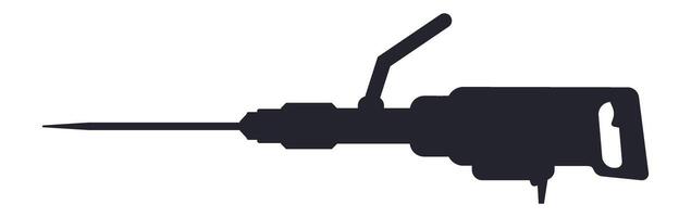 Dark silhouette of a demolition hammer with visible handle and tip, isolated on white background, representing construction and manual labor vector