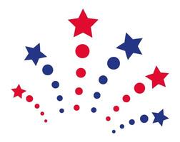 Red and blue stars and circles exploding like fireworks on a white background, creating a vibrant and celebratory design for Independence Day or any patriotic occasion vector