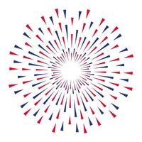 Red and blue rays are emanating from the center, creating concentric circles and forming a vibrant, radiating pattern on a white background vector
