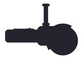 Black angle grinder silhouette isolated on white background, showing handle, blade guard, and grinding wheel for metalworking and construction projects vector