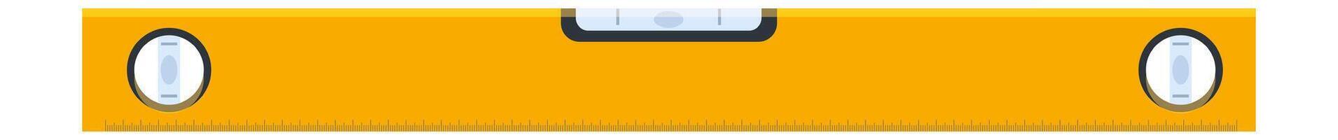 Perfectly horizontal yellow spirit level with bubble centered, isolated on white background, representing precision, accuracy, and balance in construction and DIY projects vector