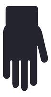 Simple black graphic of a hand with sleeve showing four fingers on white background, ideal for communication, accessibility, and assistance concepts vector