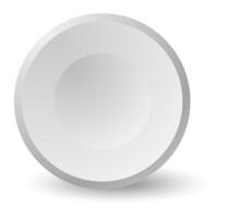 White circular button casting a subtle shadow on a white background, creating a sleek and minimalist design suitable for various user interface elements vector
