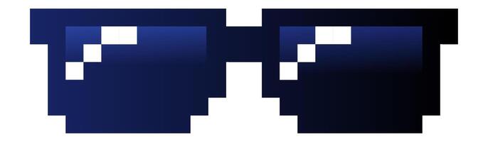 Pixelated sunglasses with white pixels resembling eyes, creating a cool and confident impression, often associated with internet memes and online culture vector