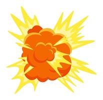 Cartoon explosion emitting yellow rays of light with an orange cloud of smoke, creating a dynamic and energetic visual effect suitable for action, adventure, and comic themed projects vector
