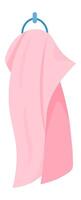 Soft pink towel hanging elegantly on a blue circular towel ring, enhancing the bathroom or spa atmosphere with a delightful blend of color and comfort vector