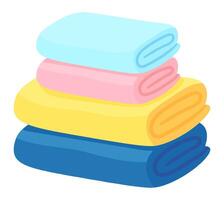 Four rolled bath towels forming a pyramid shape, promoting relaxation, cleanliness, and spa like experiences, perfect for hygiene and body care routines vector