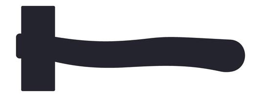 Simple black silhouette of sledge hammer with curved handle isolated on white background, heavy tool for demolition and construction work, illustration vector