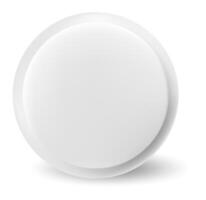 White blank round button or badge casting a soft shadow on a clean white background, providing ample space for adding icons or text, perfect for various design applications vector