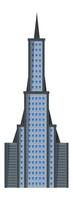 Modern skyscraper with a pointed spire rising above the urban skyline, featuring a sleek design and blue tinted windows reflecting the cityscape vector