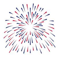 Red and blue fireworks exploding against a clean white backdrop, creating a festive atmosphere filled with joy and excitement for celebrations and special occasions vector